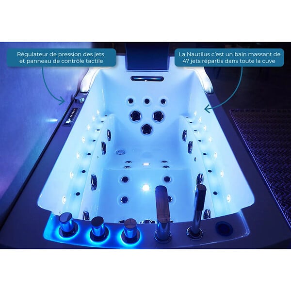 DISTRIBAIN - Baignoire balnéo Nautilus Résine Gauche 47 jets - large