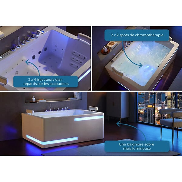 DISTRIBAIN - Baignoire balnéo Santana 64 jets Whirlpool - large