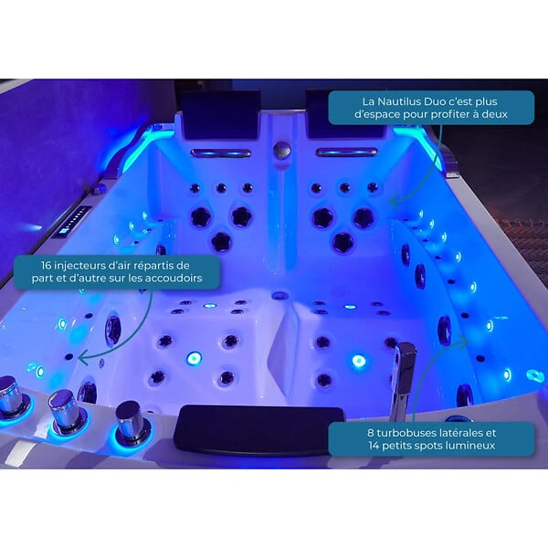 DISTRIBAIN - Baignoire balnéo Nautilus Inox DUO Gauche 70 jets - large