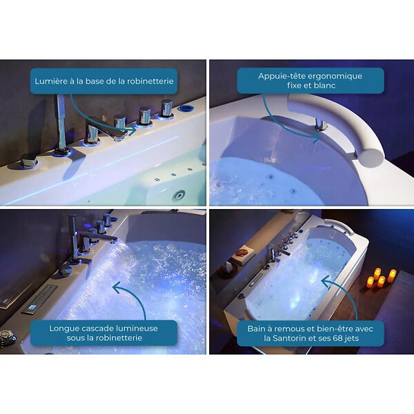 DISTRIBAIN - Baignoire balnéo Santorin 68 jets Whirlpool - large