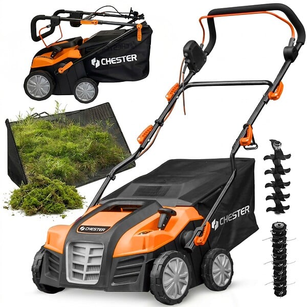 CHESTER - Scarificateur émousseur électrique 2 en 1 pour pelouse - 1800w - 40cm - large