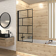 AURLANE - Pare baignoire rabattable sérigraphié 80x140 cm - Finition Noir Mat - BLOCKS SCREEN - vignette