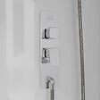 AURLANE - Cabine de Douche 1/4 de cercle 90x90x200/230cm Effet Bois et Fonds Blancs - Receveur Bas - vignette