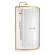 AURLANE - Cabine de Douche 1/4 de cercle 90x90x200/230cm Effet Bois et Fonds Blancs - Receveur Bas - vignette