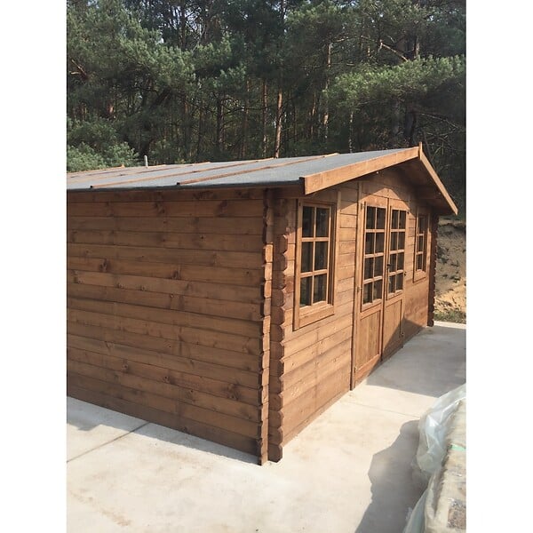 ALTANKA - Abri de jardin en bois - 20m2 - 5x4m - Traité - Ep. 28mm - Couleur: marron - DOM566 - large