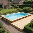ALTANKA - Piscine hors sol en bois AQUA 7 x 3.75 - H.1.45 m, gris clair, fixations à visser - BAS7308OSPL2 - vignette