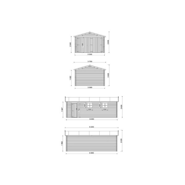 ALTANKA - Garage en bois - 21m2 - 3.5x6m - imprégné - Ep. 28mm - couleur: marron - GAR20 - large