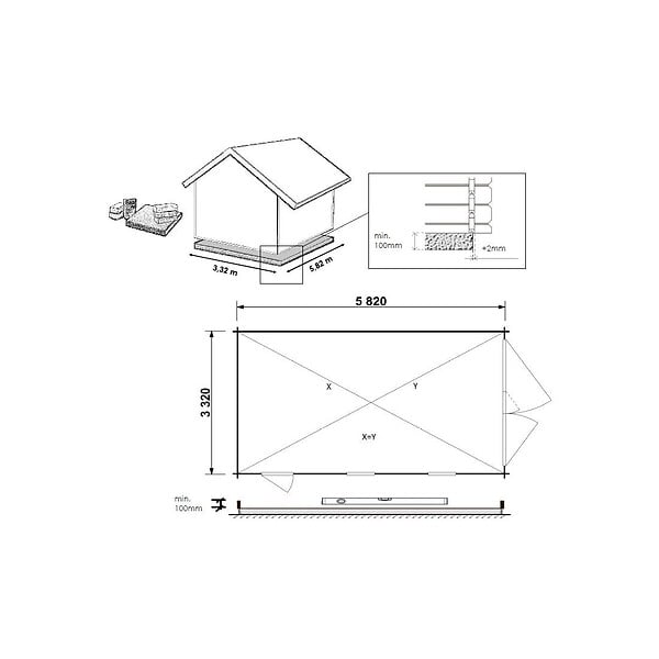 ALTANKA - Garage en bois - 21m2 - 3.5x6m - imprégné - Ep. 28mm - couleur: marron - GAR20 - large