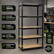 INTEC - Etagère de Rangement Noire 90 x 40 x H180cm - Rayonnage Métal Haute qualité 5 Plateaux Charges lourdes 1500kg INTEC - vignette