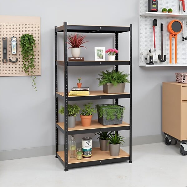 INTEC - Etagère de Rangement Noire 90 x 40 x H180cm - Rayonnage Métal Haute qualité 5 Plateaux Charges lourdes 1500kg INTEC - large