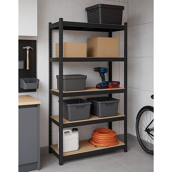 INTEC - Etagère de Rangement Noire 90 x 40 x H180cm - Rayonnage Métal Haute qualité 5 Plateaux Charges lourdes 1500kg INTEC - large