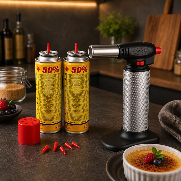 KEMPER - Chalumeau Cuisine Gaz Rechargeable + Recharges Flamme Réglable pour Crème Brûlée Barbecue Pâtisserie Kemper - large