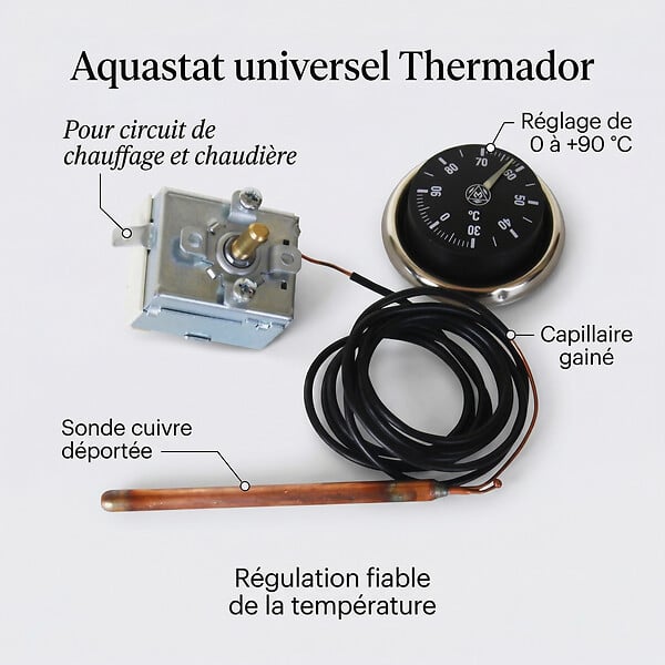 THERMADOR - Aquastat de réglage universel Thermador de 0 à +90°C - large