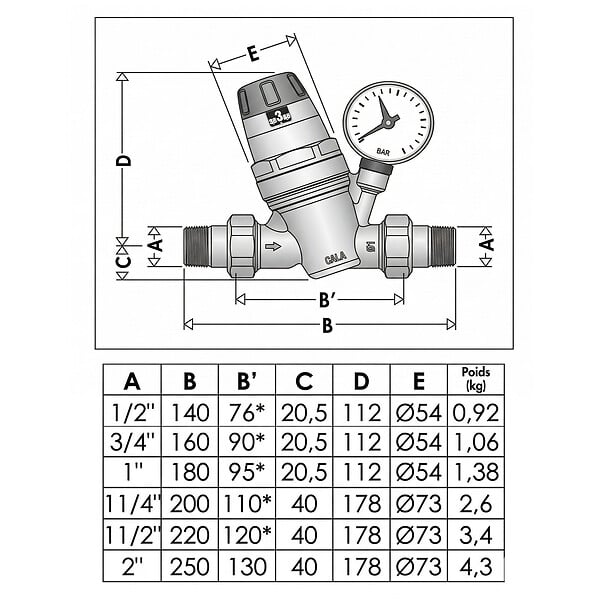 THERMADOR - Réducteur 535 à cartouche démontable - Réf. fab. : R53520 Diam. : 20x27 - large