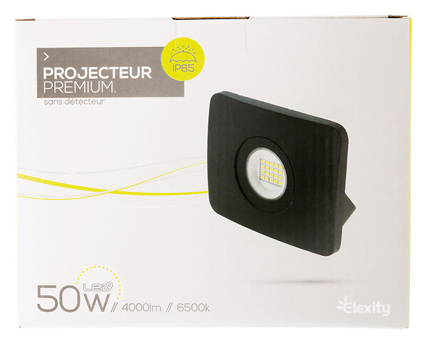 ELEXITY - Projecteur mural LED étanche IP65 4000Lm 50W Noir - large