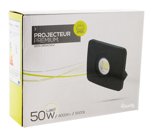 ELEXITY - Projecteur mural LED étanche IP65 4000Lm 50W Noir - large