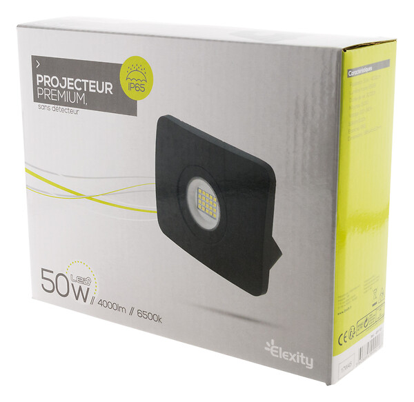 ELEXITY - Projecteur mural LED étanche IP65 4000Lm 50W Noir - large