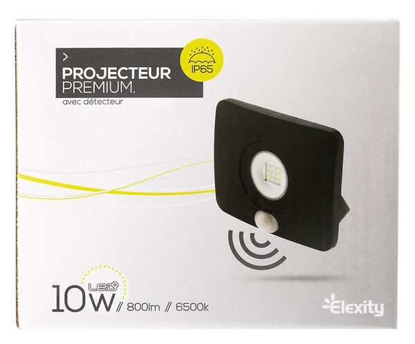ELEXITY - Projecteur mural LED étanche IP65 - Noir - 10W - large