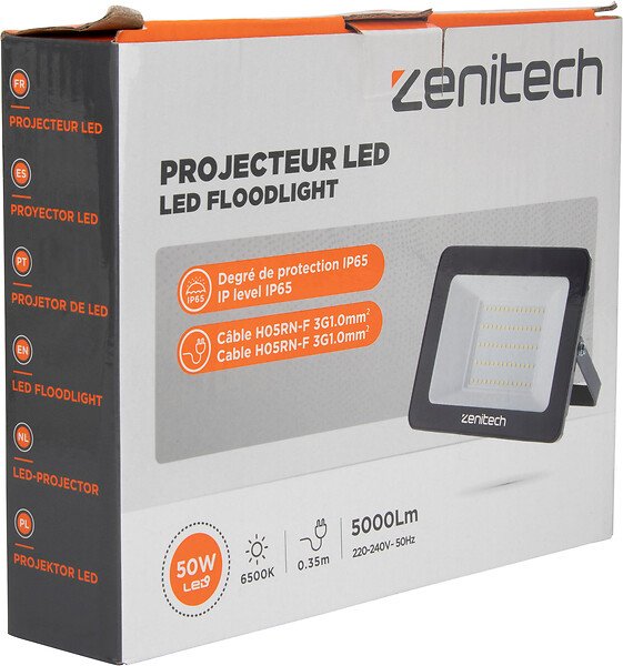 ZENITECH - Projecteur LED - Noir - 5000lm IP65 - large