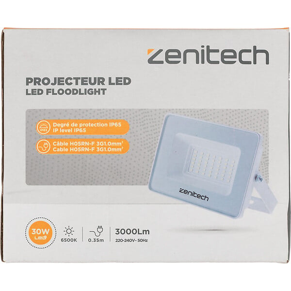 ZENITECH - Projecteur LED 3000lm IP65 Blanc 30W - large