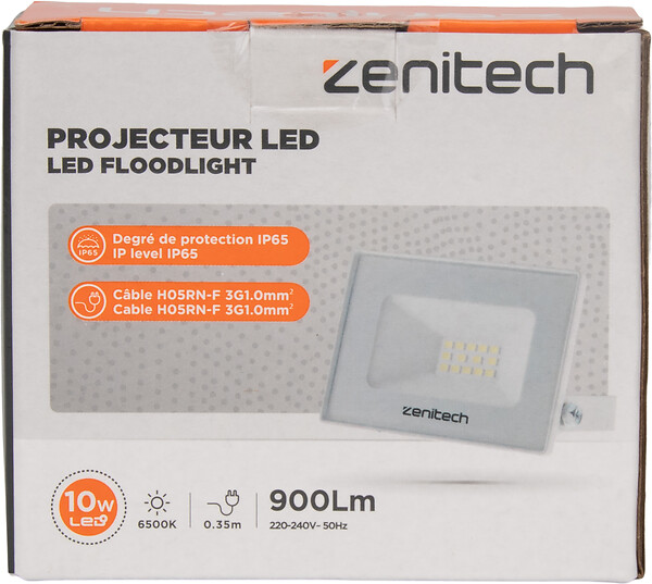 ZENITECH - Projecteur LED 900lm IP65 - Blanc - 10W - large
