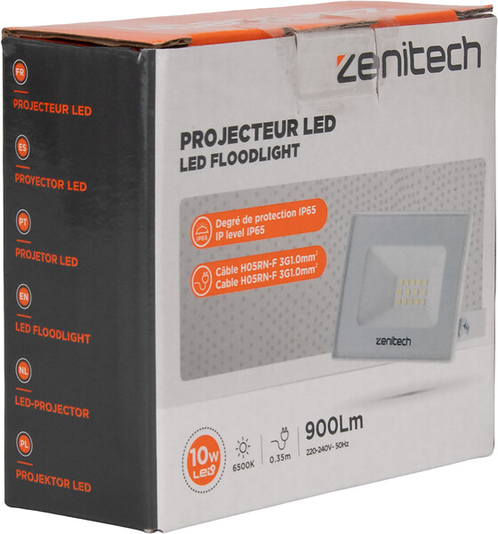 ZENITECH - Projecteur LED 900lm IP65 - Blanc - 10W - large