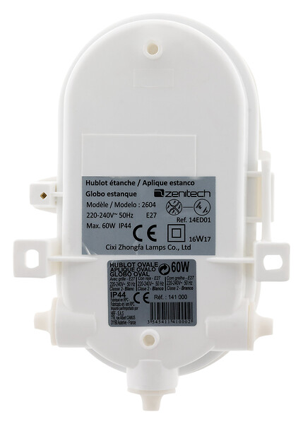 ELEXITY - Plafonnier ovale avec grille - Blanc - IP44 - large
