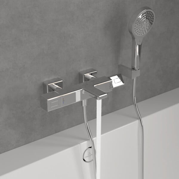 VILLEROY ET BOCH - Mitigeur bain douche thermostatique  Universal carré Chrome - large