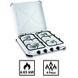 KEMPER - Plaque de cuisson gaz portable 4 feux - Réchaud gaz 4650W Blanc Couvercle et grilles amovibles Camping Cuisine Exterieure KEMPER - vignette