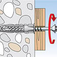 FISCHER - Blister de 4 chevilles multi-matériaux + vis + crochet droits UX 8x50mm FISCHER 40236 - vignette