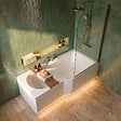 LAGUNA - 160x80 cm Beata Plus baignoire bain douche asymétrique en acrylique positionnement droite, sans pieds, blanc (BE1600PPLUS) - vignette