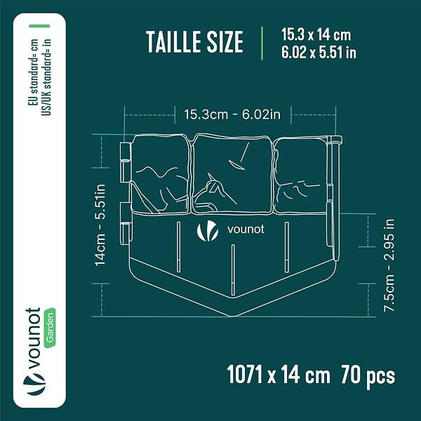 VOUNOT - Lot de 70 pcs Bordure de jardin imitation pierre facile a installer 10.7m noir - large