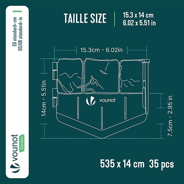 VOUNOT - Lot de 35 pcs Bordure de jardin imitation pierre facile a installer 5.35m noir - large