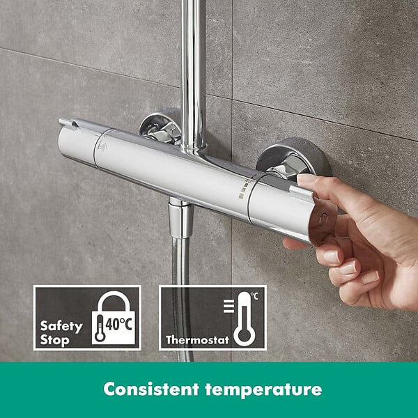 HANSGROHE - Colonne de douche Crometta S 240 EcoSmart chrome HANSGROHE 27268000 avec mitigeur thermostatique - large