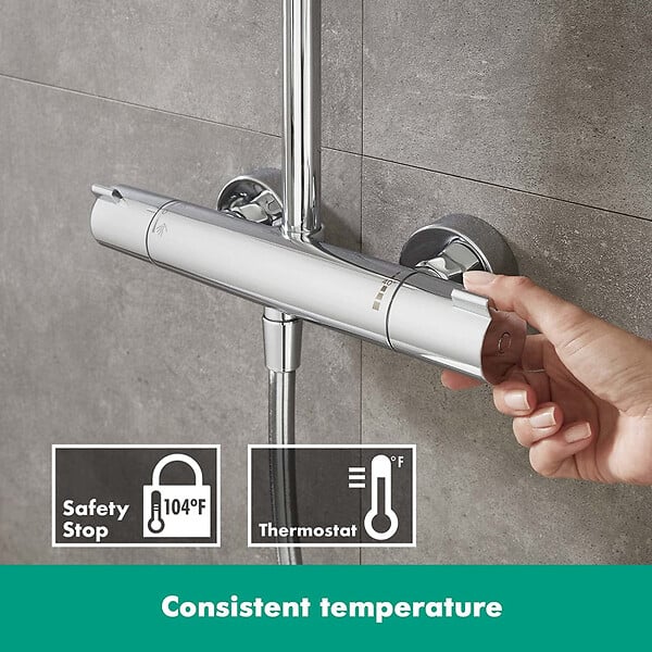 HANSGROHE - Colonne de douche Crometta E 240 EcoSmart Chrome HANSGROHE 27281000 avec mitigeur thermostatique - large