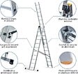 HOSTRÃ–M - Echelle transformable 3 plans StablePro 3x11 marches aluminium extensible coulissante, 6 positions, hauteur travail max 6,31m, garantie 5 ans, Hostrom - vignette