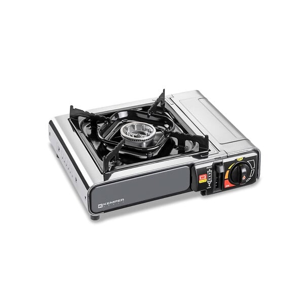 KEMPER - Réchaud à gaz 2200W Inox + 12 Cartouches de gaz Camping Allumage piezo Système Sécurité KEMPER - large