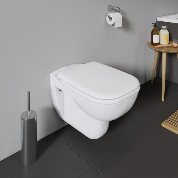 DURAVIT - Pack WC suspendu D-code avec abattant + bati support SIAMP + Plaque de commande blanche - large