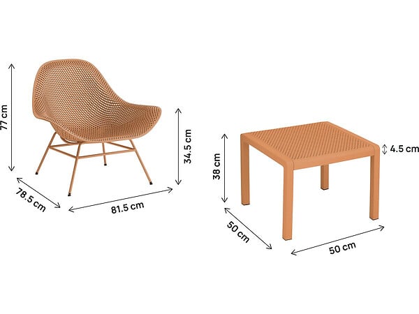 HABITAT ET JARDIN - Lot de 2 fauteuils de jardin avec table basse "Soléna" - Orange - large