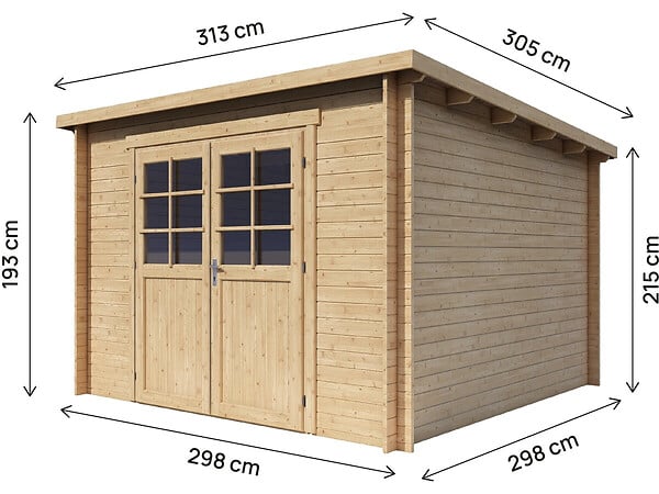 HABITAT ET JARDIN - Abri de jardin en bois monopente "Rowan" - 9,5 m² - 28 mm - Beige - large