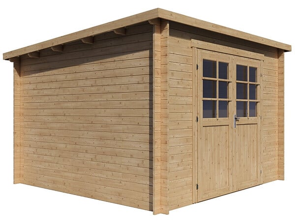 HABITAT ET JARDIN - Abri de jardin en bois monopente "Rowan" - 9,5 m² - 28 mm - Beige - large