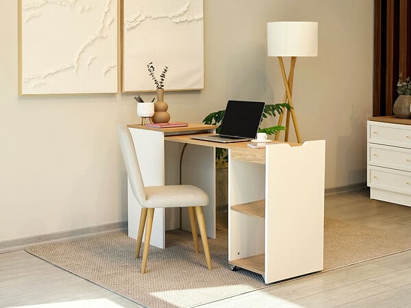 HABITAT ET JARDIN - Bureau en bois "Modulo" - 97 x 47 x 75 cm - Beige - large