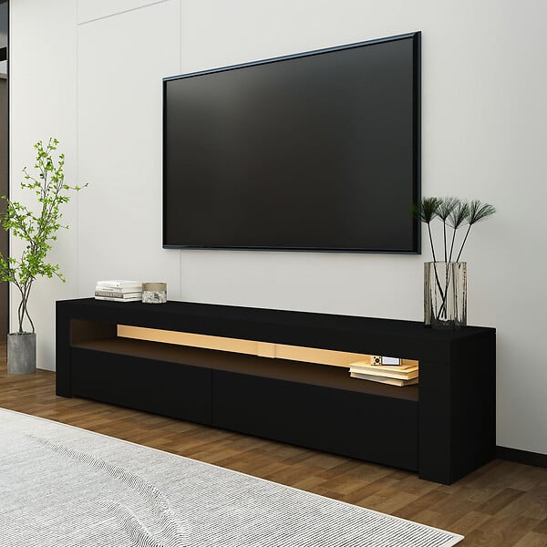 HABITAT ET JARDIN - Meuble TV en bois "Bati" - 150 x 36 x 46 cm - Noir - large