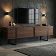 HABITAT ET JARDIN - Meuble TV en bois "Onera" - 180 x 30 x 50 cm - Noyer / Noir - vignette