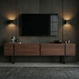 HABITAT ET JARDIN - Meuble TV en bois "Onera" - 180 x 30 x 50 cm - Noyer / Noir - vignette