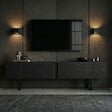HABITAT ET JARDIN - Meuble TV en bois "Onera" - 180 x 30 x 50 cm - Bois Noir / Noir - vignette
