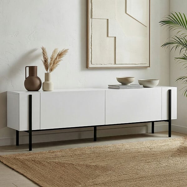 HABITAT ET JARDIN - Meuble TV en bois "Nexus" - 180 x 30 x 45 cm - Bois Noir / Noir - large