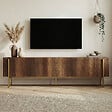 HABITAT ET JARDIN - Meuble TV en bois "Nexus" - 180 x 30 x 45 cm - Noyer Baroque Or - vignette