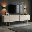 HABITAT ET JARDIN - Meuble TV en bois "Onera" - 180 x 30 x 50 cm - Travertin / Or - vignette