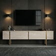 HABITAT ET JARDIN - Meuble TV en bois "Onera" - 180 x 30 x 50 cm - Travertin / Or - vignette